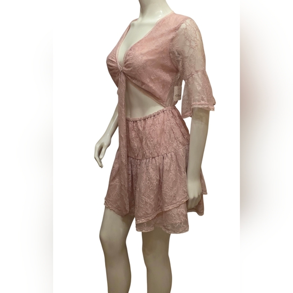 Free People Lala Lace Mini Dress Color Pink Size Medium NWT - Picture 5 of 10